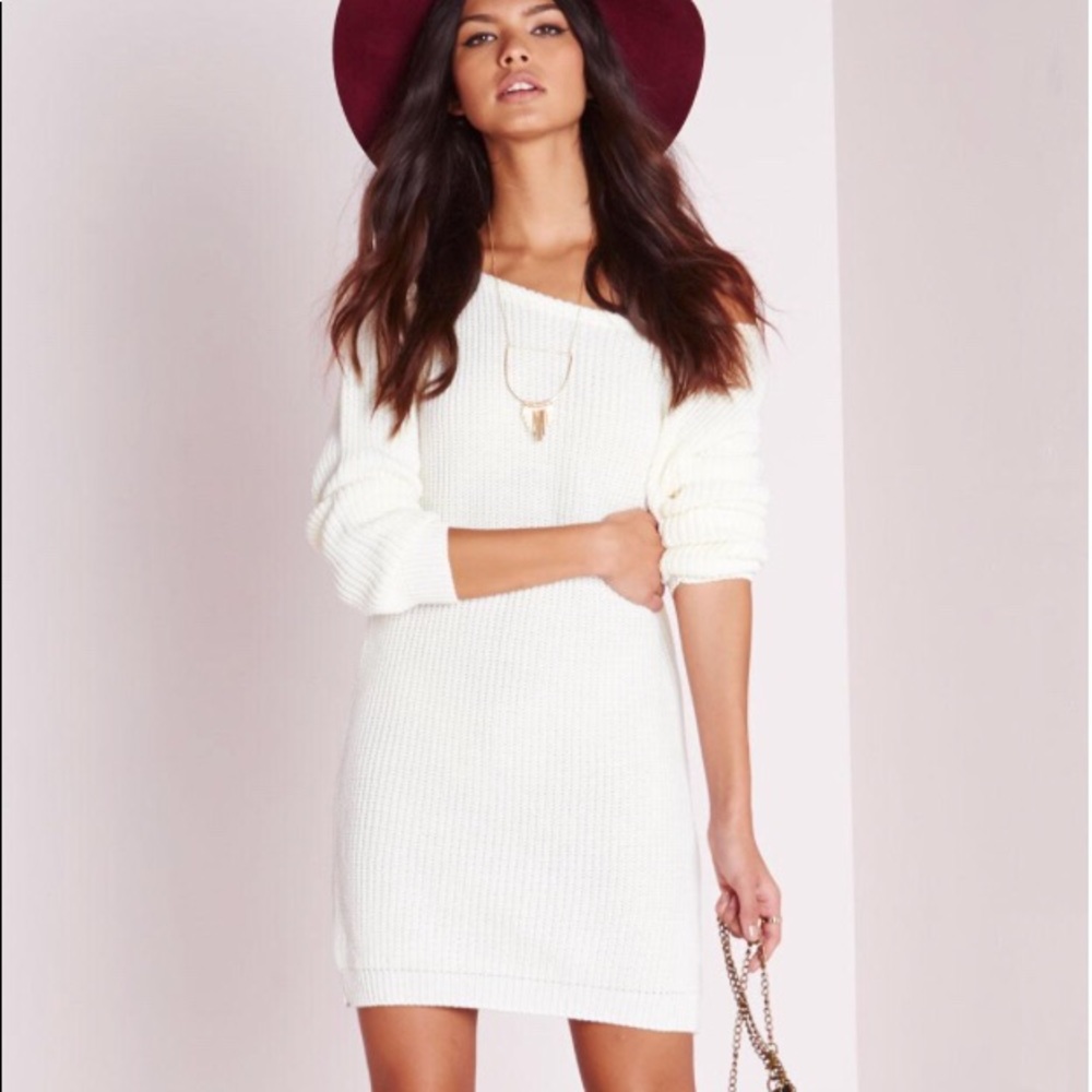 NWT Missguided off shoulder knitted sweater dress